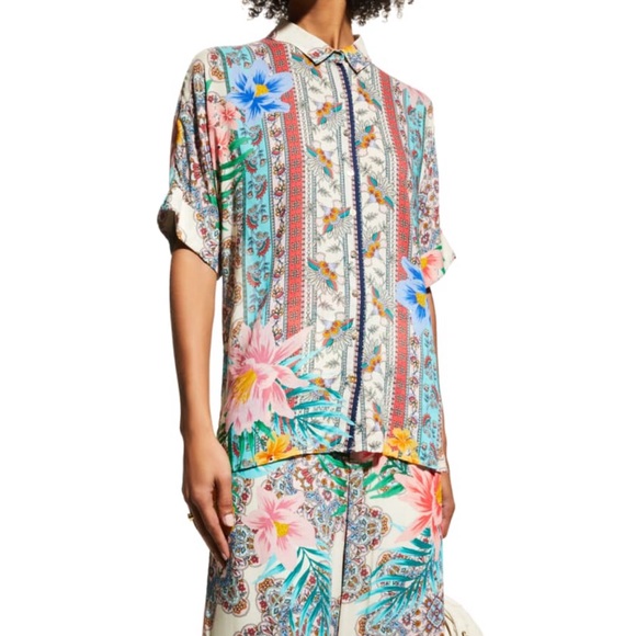 Johnny Was Floral Clover Button Down Boho Top Blouse - Picture 6 of 13